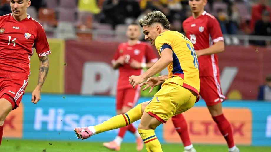 România bate Moldova şi este cu gândul la Austria. Ianis Hagi, rol de căpitan şi marcator - fond-romania-nationala-1760103908.jpg