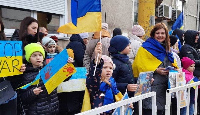 Protest de amploare la Constanța, după un an sângeros pentru cetăţenii ucraineni! 