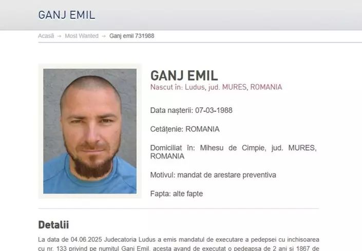 Noi informații despre Emil Gânj, suspectul crimei din Mureș: „Se deplasează cu o viteză neobișnuită” - ganj-1753770226.jpg