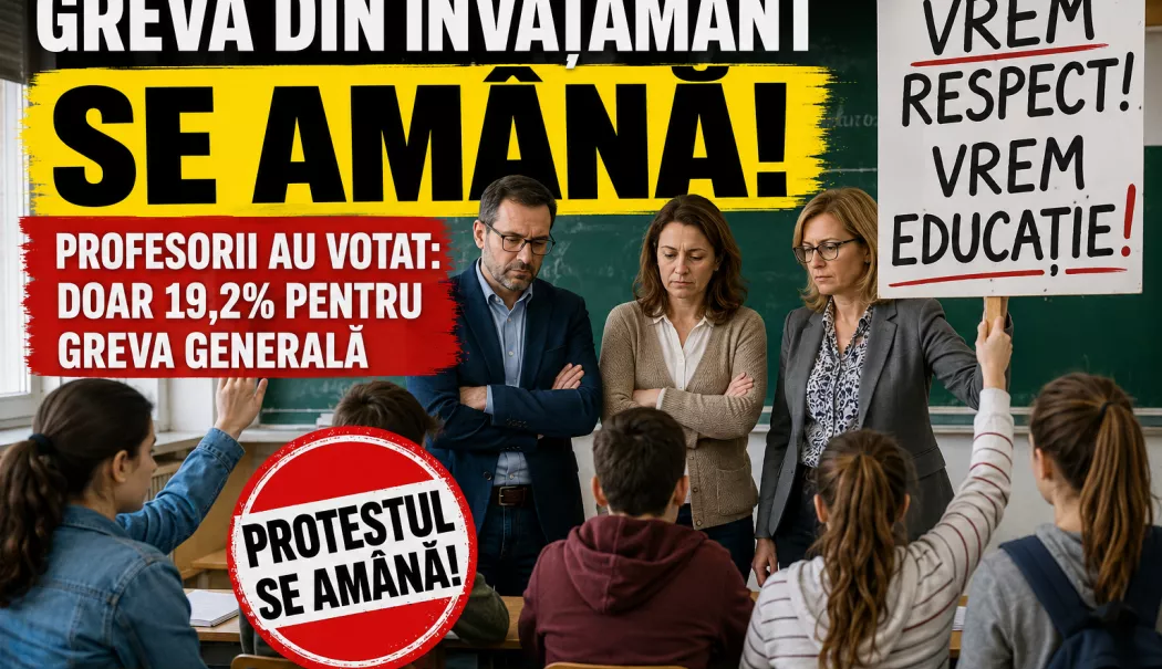 Era de așteptat! Greva generală din învățământ se amână după votul slab al profesorilor