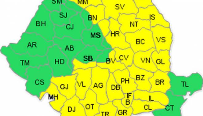 ANM. Cod galben de ploi, polei și ninsori. Vezi județele afectate - harta-1418028693.jpg