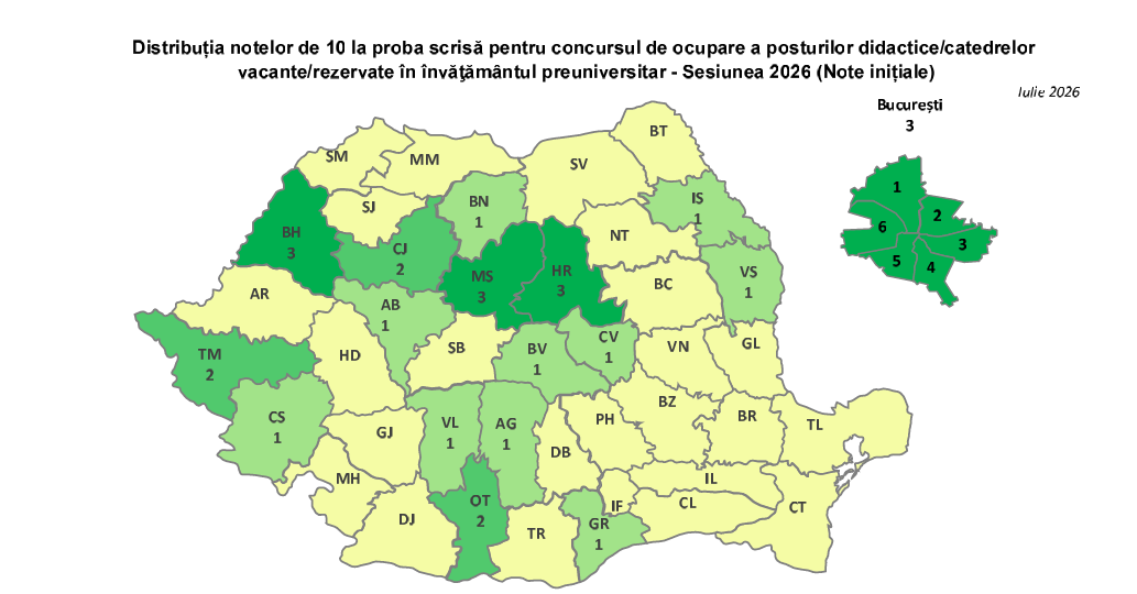 Niciun 10 la Titularizare în județul Constanța. Au fost publicate rezultatele inițiale - harta-1785223588.webp