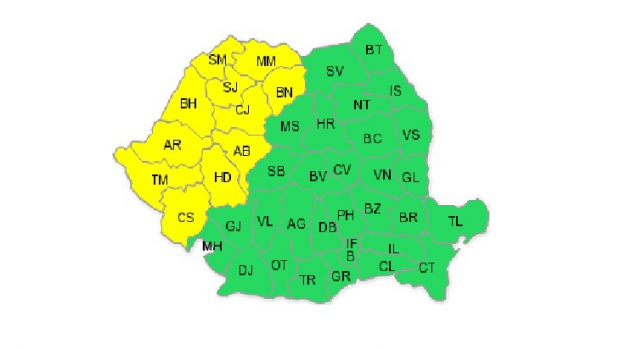 România sub un nou COD GALBEN de ninsori și viscol - hartaanmninsorivest12770400-1329293444.jpg