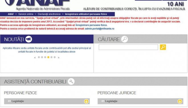 ANAF a lansat platforma online prin care persoanele pot afla date despre situația lor fiscală - image201409151811027441spatiuvir-1410790878.jpg