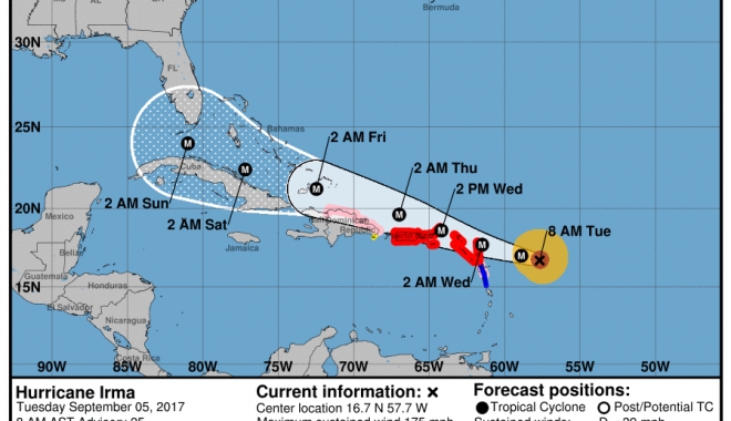 Furtuna Irma, care amenință coastele SUA, a fost declarat uragan de intensitate maximă - image2017095219880660uraganulirm-1504624407.jpg