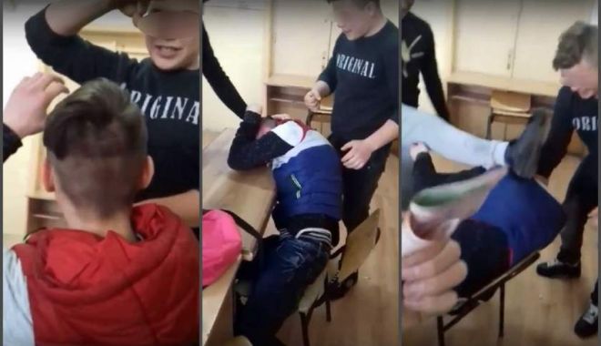VIDEO / Imagini șocante! Un elev e bătut crunt cu pumnii și picioarele, scuipat și umilit de mai mulți colegi - img1-1536973162.jpg