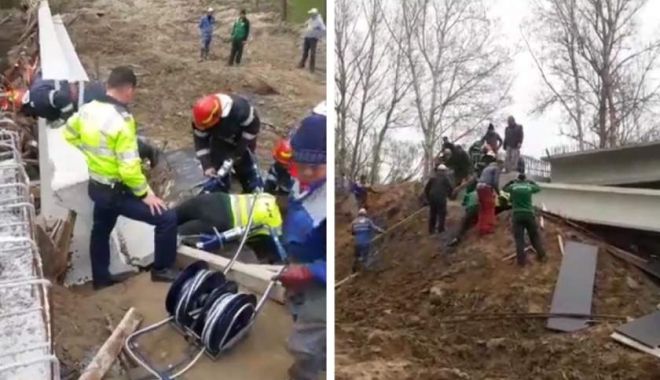 Pod prăbușit peste muncitori! A fost activat 