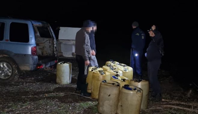 Cetățeni români descoperiți de polițiștii de frontieră, în timp ce transportau 1700 litri de motorină