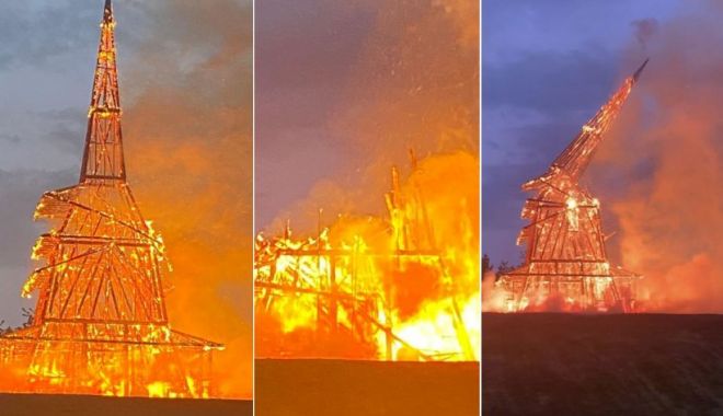 Monument dedicat victimelor COVID, incendiat în fața a 10.000 de oameni, în Marea Britanie - incendiu-1653826242.jpg