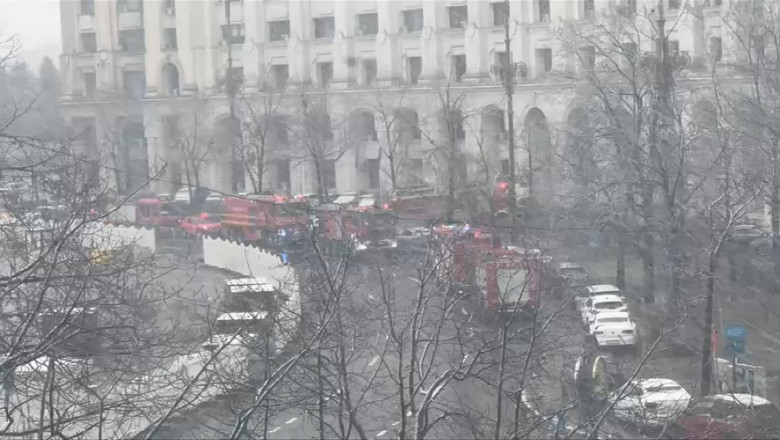 Incendiu la Ministerul Finanțelor. Pompierii intervin cu opt autospeciale