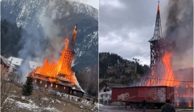 O biserică din lemn a fost cuprinsă de flăcări în duminica de Florii - incendiubisericadinlemndinborsa-1681042140.jpg