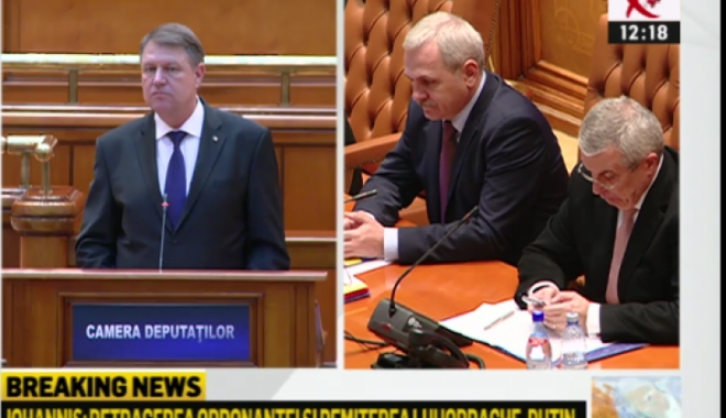 Parlamentarii PSD au părăsit sala în timpul discursului președintelui Iohannis - johannis15564700-1486463918.jpg