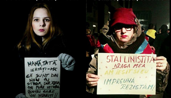 Imagine simbol a manifestațiilor / Mama și fiica protestează împreună, la mii de kilometri distanță - mamafiica-1486295332.jpg