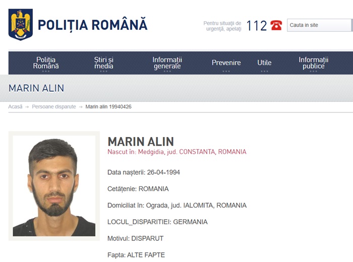 Un tânăr din Medgidia este dat dispărut pe teritoriul Germaniei - marinalindisparut-1734768251.jpg