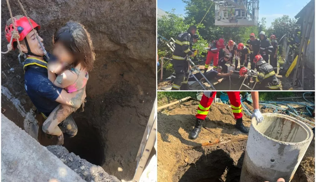 Foto - „M-a luat de gât și nu mi-a mai dat drumul”. Mărturia pompierului care a salvat o fetiță dintr-o fântână