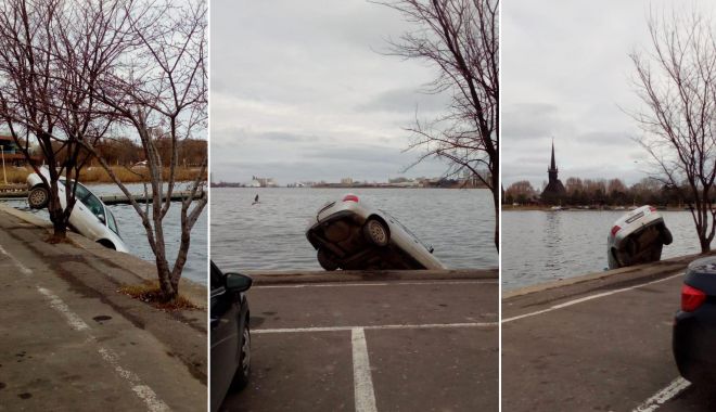 FOTO / Intervenție în Parcul Tăbăcărie. O mașină a ajuns în lac - masinaapa-1546172982.jpg