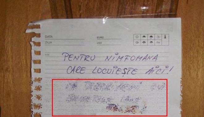 Mesajul lăsat de un vecin furios pe ușa unei NIMFOMANE care deranja un bloc întreg. FOTO în articol - mesajfemeiecenz414566001-1418226707.jpg