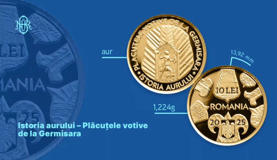 BNR lansează o nouă monedă de colecție, din aur, cu tema ”Plăcuțele votive de la Germisara” - monedadinaurdedicataplacutelorvo-1766737602.webp