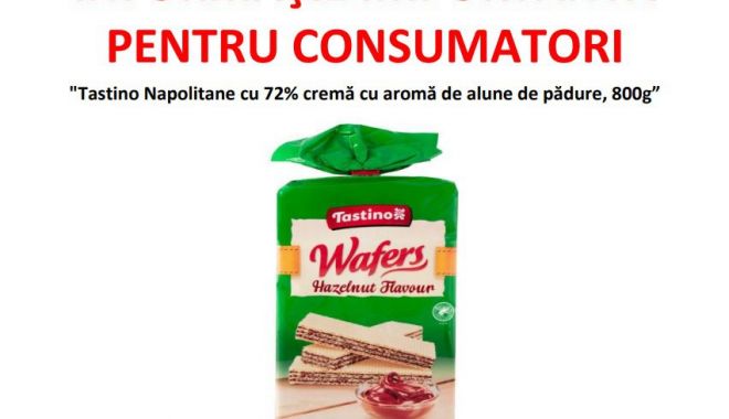 CONSTĂNŢENI, ALERTĂ ALIMENTARĂ! Napolitane cu SALMONELLA, retrase din magazine! ANSVSA: "Pot provoca afecțiuni grave"