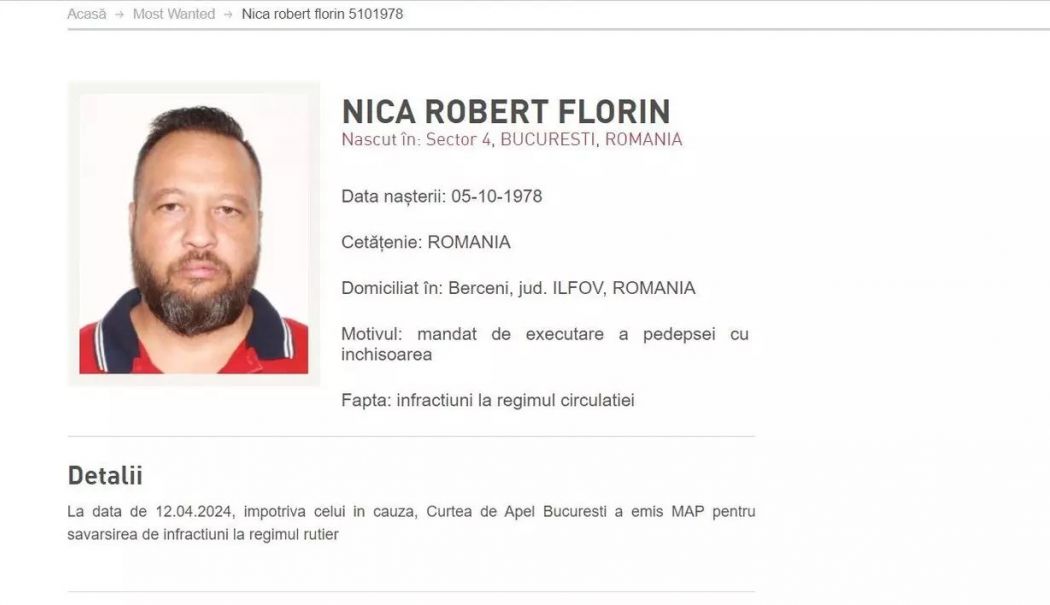 Fost lider al Clanului Sportivilor, adus în țară sub escortă. Interlopul se afla pe lista „Most Wanted” - nicaflorinclanulsportivilorprins-1735026837.jpg