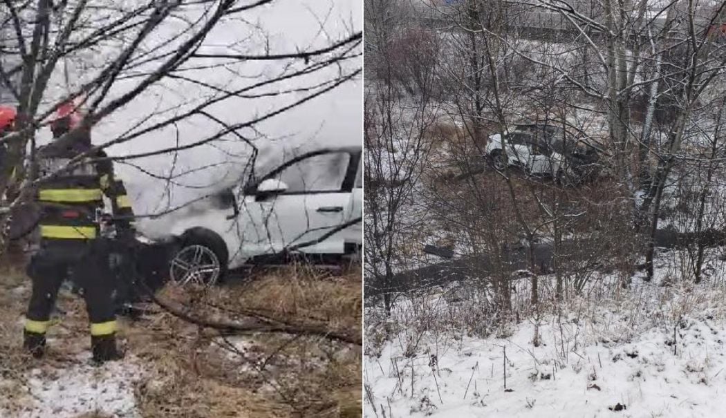 O mașină a luat foc lângă autostrada A1. Polițiștii au găsit două cadavre arse înăuntru - omasinaaluatfocdupaceaiesitdepes-1739637626.jpg