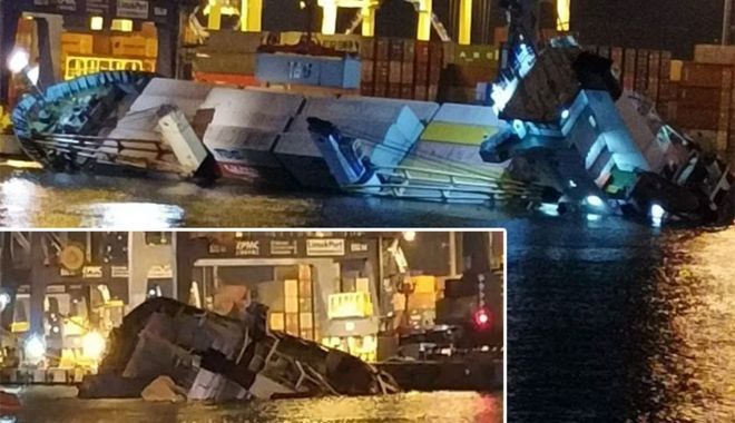 O navă cu containere s-a răsturnat la Iskenderun - onavacucontaineresarasturnatlais-1663671614.jpg