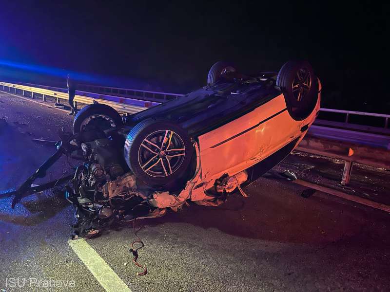Accident provocat de o bovină care a intrat pe carosabil, pe autostradă! O maşină s-a răsturnat