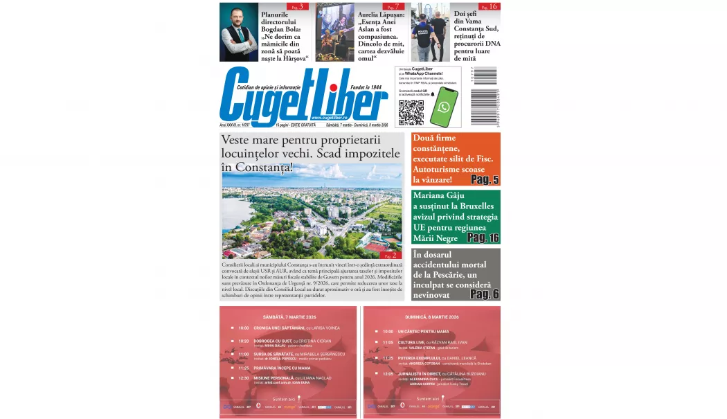 Iată titlurile din acest WEEKEND ale ziarului CUGET LIBER! - pagina-01-1772823143.webp