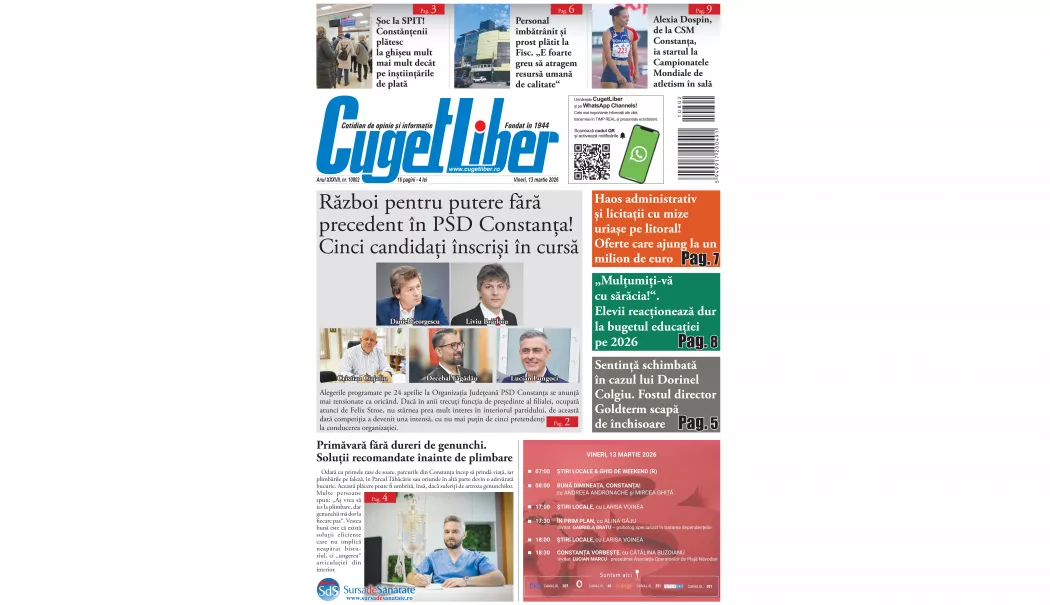 Iată titlurile zilei din data de 13 MARTIE ale ziarului CUGET LIBER! - pagina-01-1773339111.webp