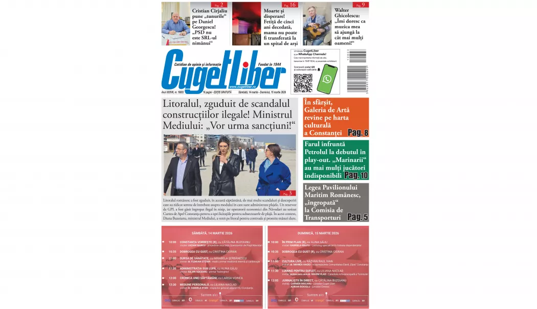 Iată titlurile din acest WEEKEND ale ziarului CUGET LIBER! - pagina-01-1773428730.webp