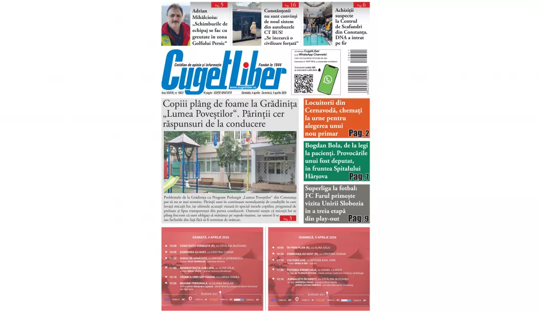 Iată titlurile din acest WEEKEND ale ziarului CUGET LIBER! - pagina-01-1775238948.webp