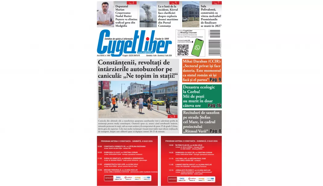 Foto - Iată titlurile din acest WEEKEND ale ziarului CUGET LIBER!