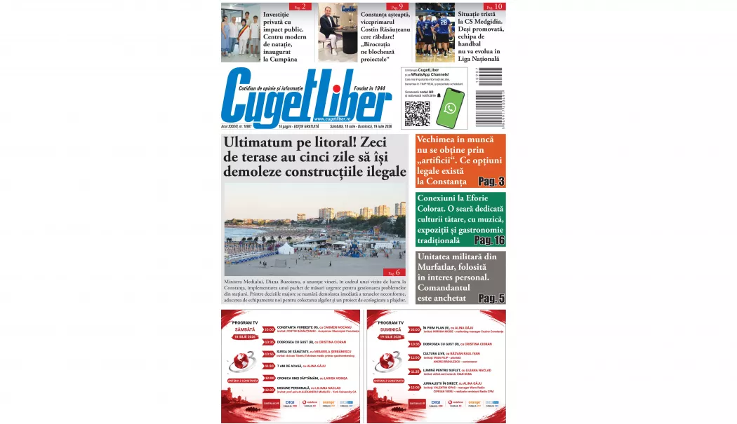 Iată titlurile zilei din acest weekend ale ziarului CUGET LIBER! - pagina-01-1784307651.webp