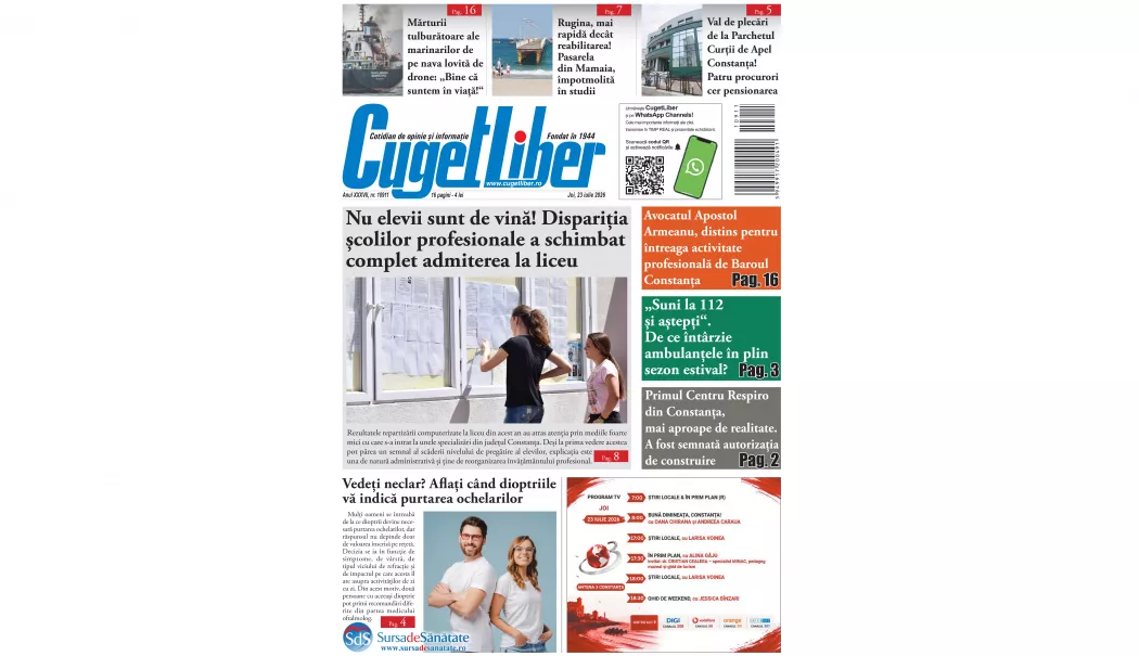 Foto - Iată titlurile zilei din data de 23 IULIE ale ziarului CUGET LIBER!