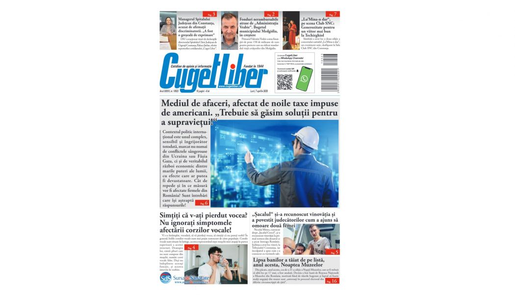 Nu ratați ediția de LUNI, 7 APRILIE a ziarului CUGET LIBER, cel mai longeviv cotidian din Constanța! - pagina-site-1743956924.jpg
