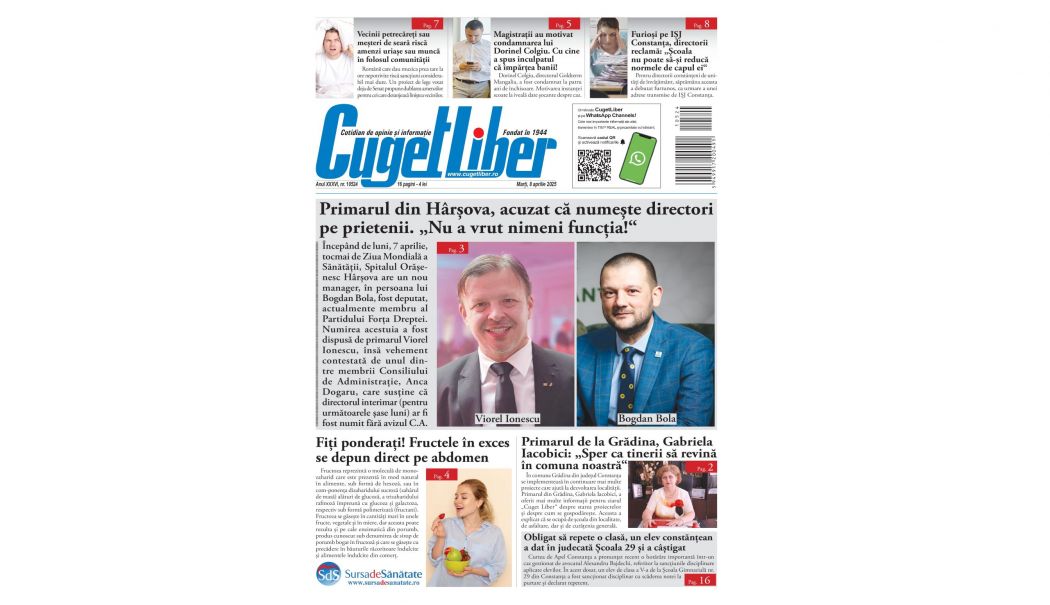 Nu ratați ediția de MARȚI, 8 APRILIE a ziarului CUGET LIBER, cel mai longeviv cotidian din Constanța! - pagina-site-1744044155.jpg