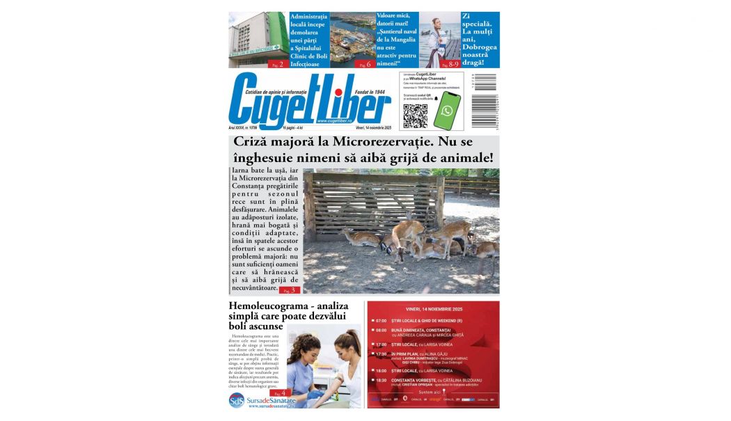 Iată titlurile zilei din data de 14 NOIEMBRIE ale ziarului CUGET LIBER! - pagina-site-1763059377.jpg