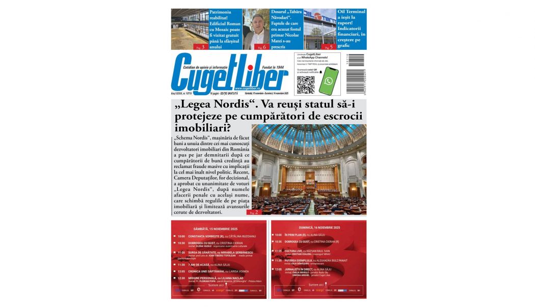 Iată titlurile din acest WEEKEND ale ziarului CUGET LIBER! - pagina-site-1763146034.jpg