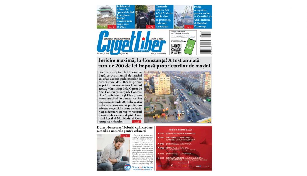 Iată titlurile zilei din data de 21 NOIEMBRIE ale ziarului CUGET LIBER! - pagina-site-1763663215.jpg