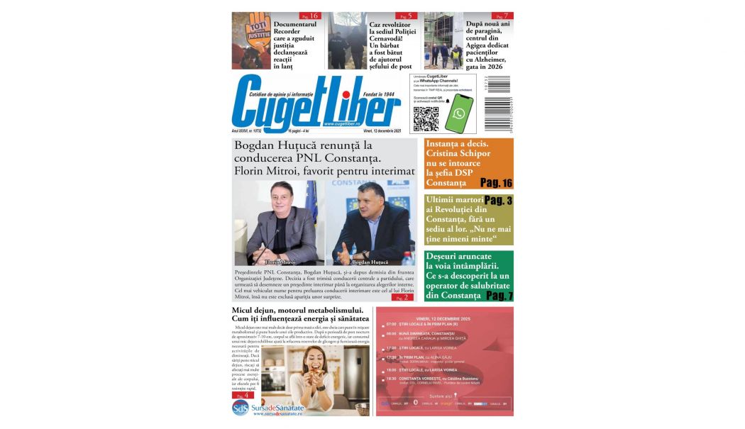 Iată titlurile zilei din data de 12 DECEMBRIE ale ziarului CUGET LIBER! - pagina-site-1765478946.jpg