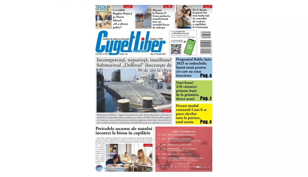 Iată titlurile zilei din data de 16 DECEMBRIE ale ziarului CUGET LIBER! - pagina-site-1765821625.webp