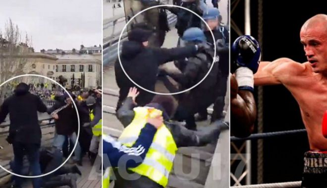 Violență extremă la Paris. Un boxer profesionist, în fruntea vestelor galbene, lovește jandarmi căzuți - paris05011941956200-1546773650.jpg