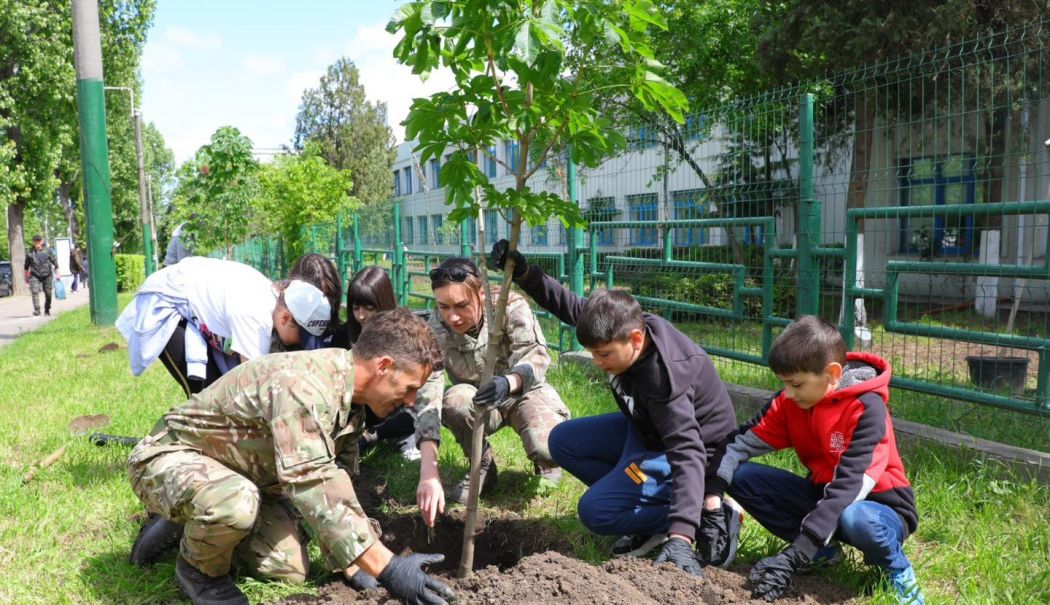 Militarii de la Baza 57 Aeriană Mihail Kogălniceanu au plantat copaci, alături de elevi - plantari-1714580034.jpg