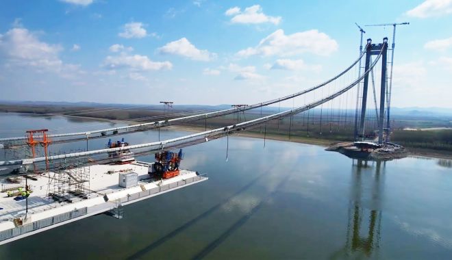 Podul suspendat Brăila - Tulcea, realizat în procent de 63,10%