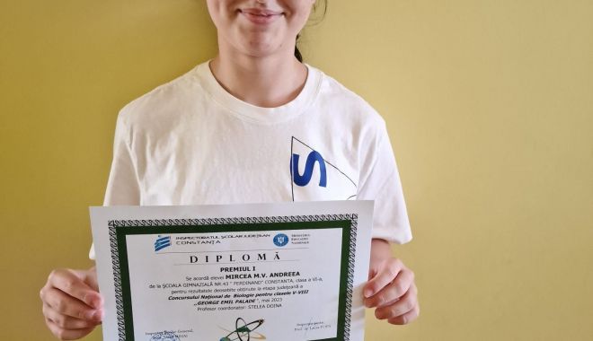 O elevă constănţeană, premiată la Concursul Naţional de Biologie „G.E. Palade” - premiu-1685954855.jpg