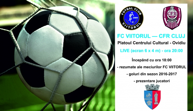 Surpriză plăcută pentru suporteri. Meciul FC Viitorul - CFR Cluj, proiectat pe un ecran imens - primaria-1494500622.jpg