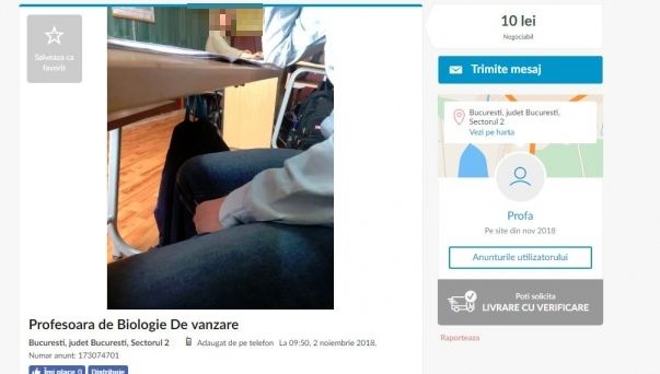 Profesoară scoasă la vânzare, pe OLX, de elevii săi:  