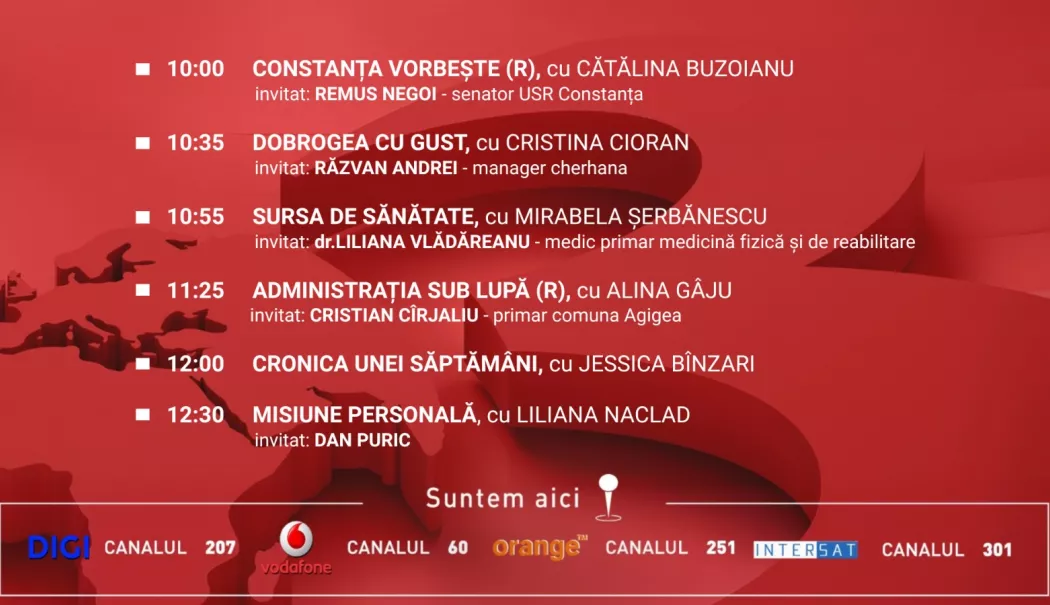 Programul zilei de sâmbătă, 30 mai, de la Antena 3 Constanța