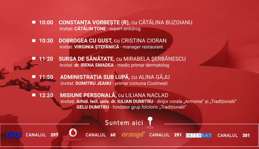 Foto - Programul zilei de sâmbătă, 20 iunie, de la Antena 3 Constanța