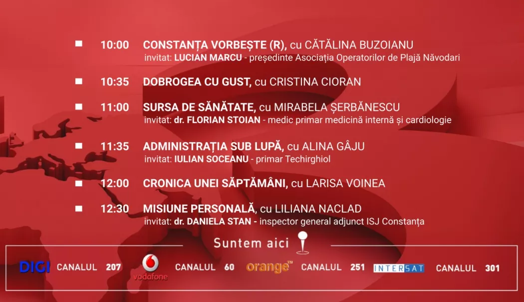Programul zilei de sâmbătă, 14 martie, de la Antena 3 Constanța - program-sambata-1773419612.webp